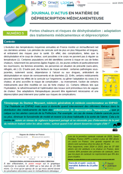 Journal Fortes chaleurs et risques de déshydratation